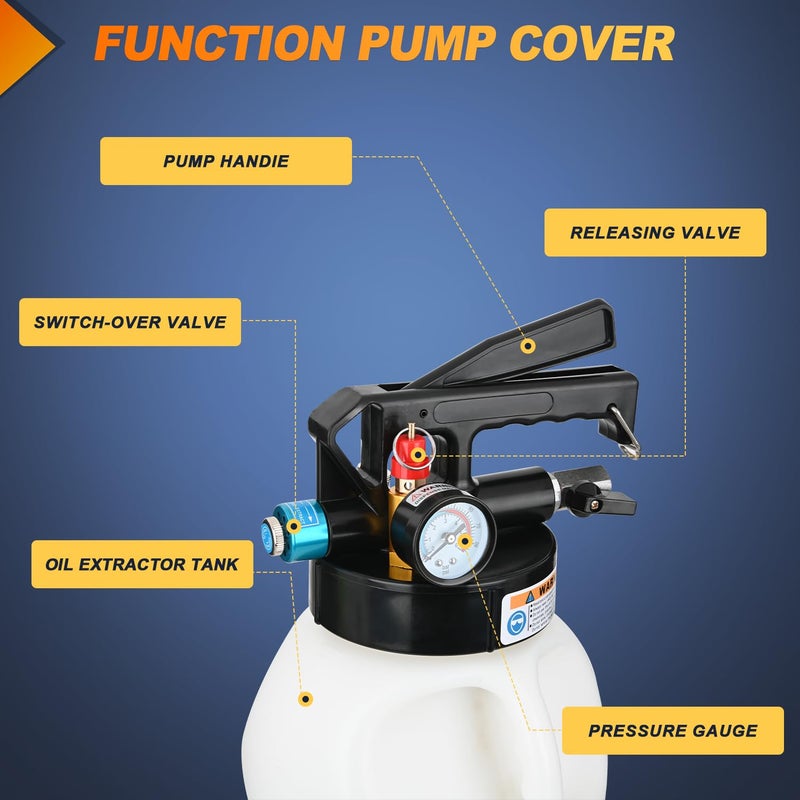GOOACC Transmission Fluid Pump Kit 6L Automotive Pneumatic Oil Fluid Extractor ATF Refill Dispenser Transfer Pump with 15 ATF Filler Adapters 1.6 Gal 2 Ways Vacuum Fluid Evacuator Oil Change Tool Set - Image 3
