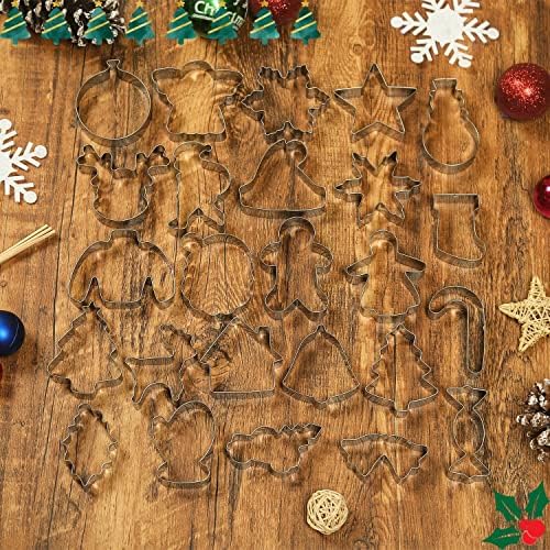 KAISHANE Christmas Cookie Cutters Set of 25  Stainless Steel Christmas Biscuit Cutter Snowman Gingerbread Man Snowflake Christmas Tree Beer  More Shapes For Baking Xmas - Image 4