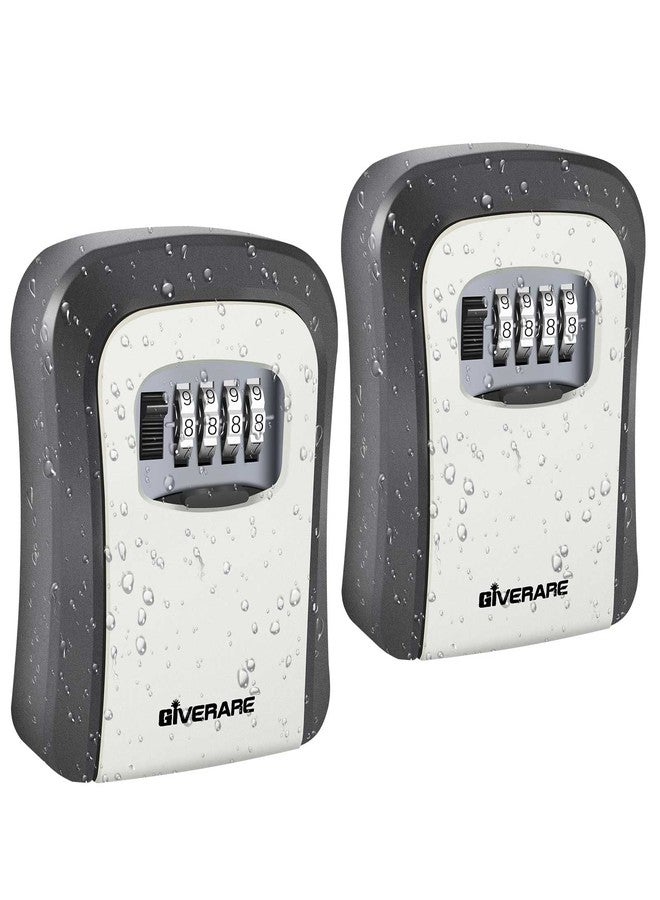 GIVERARE 2 PACK Key Lock Box, Wall Mount 4 Digits Combination Lockbox, Waterproof Outdoor Key Hider, Resettable Safe Security Password Box with Mounting Kit & Dust-proof Cover-Grey - Image 1