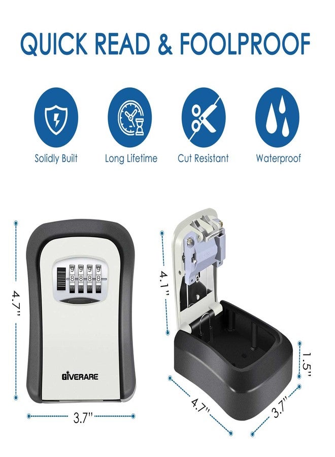 GIVERARE 2 PACK Key Lock Box, Wall Mount 4 Digits Combination Lockbox, Waterproof Outdoor Key Hider, Resettable Safe Security Password Box with Mounting Kit & Dust-proof Cover-Grey - Image 4