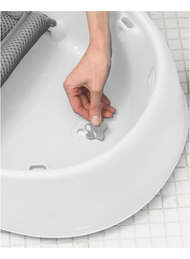 Skip Hop Bath Tubmoby Smart Sling 3 - Stage Tub, Pvc - Free, Phthalate - Free, Non Slip Bath Tub For New Born With Drain Plug, Birth To 11Kg - White Colour