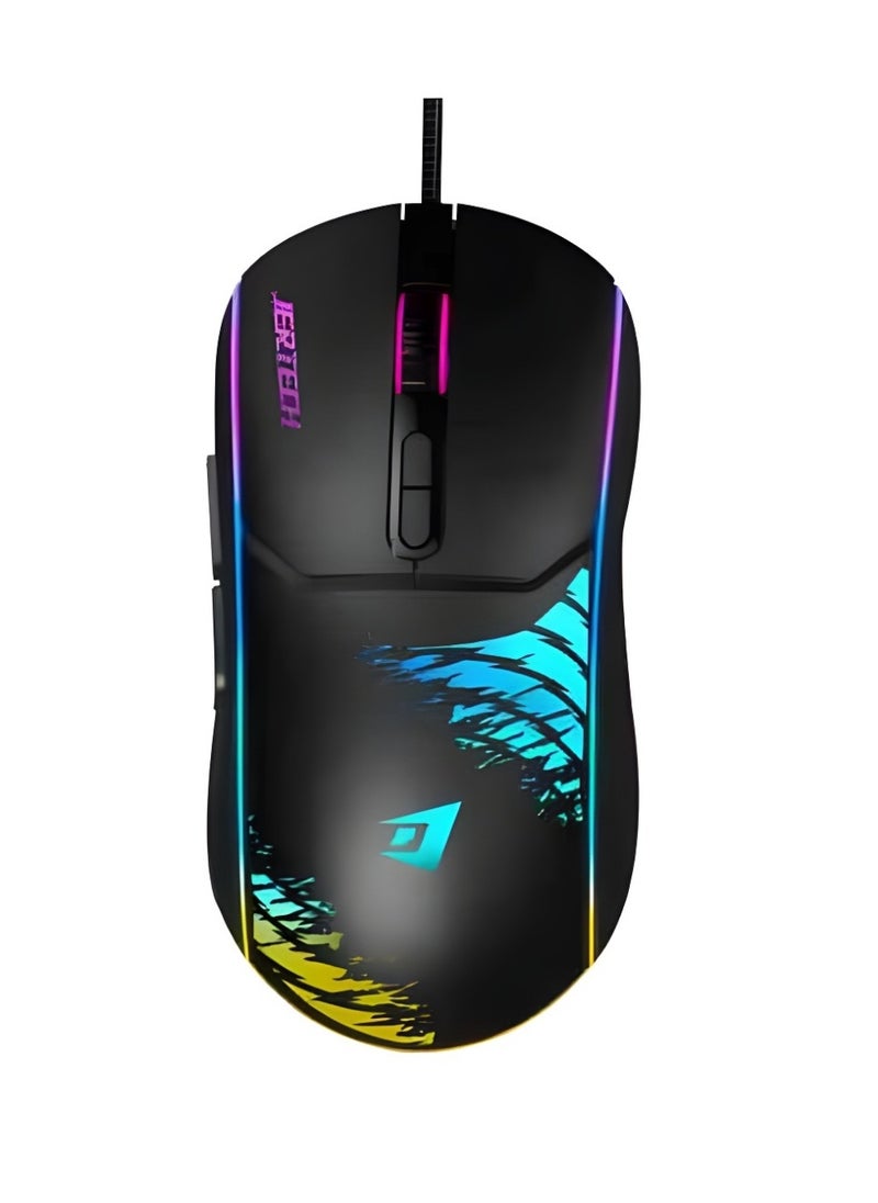 JERTECH JERTECH XP14 Wired Gaming Mouse with RGB Lighting - High DPI 3600, 1000Hz Frequency, Ergonomic Design, 1.5m Wire - Black  - Image 2