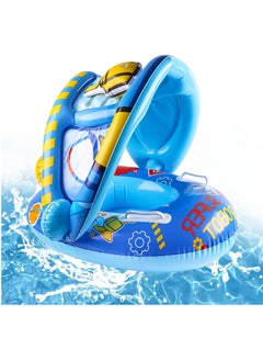 MUMS PLANET Baby Pool Float with Canopy, Inflatable Baby Swimming Ring with Sunshade, Infant Swim Pool Boat for Outdoor Activity Summer Water Toys for Kids Toddlers Girls Boys Aged 6-36 Months  - Image 1