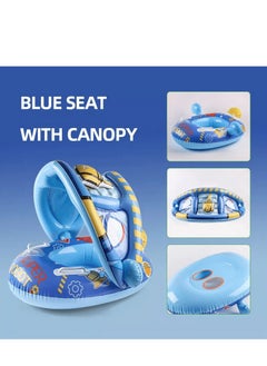 MUMS PLANET Baby Pool Float with Canopy, Inflatable Baby Swimming Ring with Sunshade, Infant Swim Pool Boat for Outdoor Activity Summer Water Toys for Kids Toddlers Girls Boys Aged 6-36 Months  - Image 4