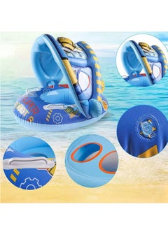 MUMS PLANET Baby Pool Float with Canopy, Inflatable Baby Swimming Ring with Sunshade, Infant Swim Pool Boat for Outdoor Activity Summer Water Toys for Kids Toddlers Girls Boys Aged 6-36 Months  - Image 3