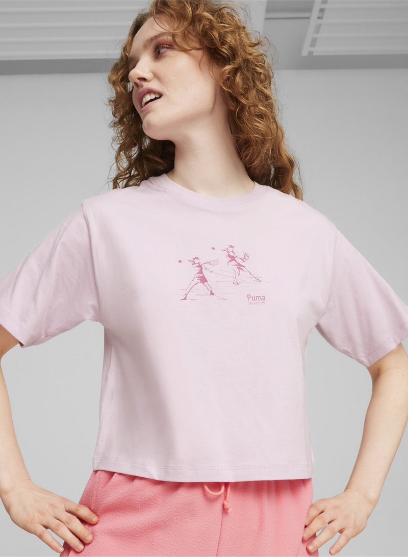 PUMA TEAM Womens Purple Relaxed T-shirt - Image 1