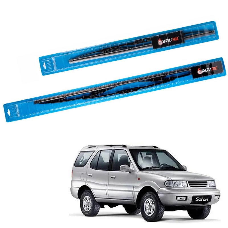 Wheelyfine Car Wiper Blades | Metal Frame | Water Repellent Windshield Wipers | Blade Refills For Tata Safari (1998-2008) Dr 24"/Pa 20" - Image 2