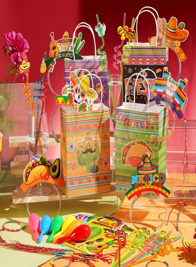 Vanblue 122 Pcs Mexican Fiesta Party favors Set Gift Fiesta Birthdays Decoration Cinco De Mayo Party Favors, Sombrero Headbands Goodie Bag Stuffers for Mexican Carnival Themed Supplies - Image 2