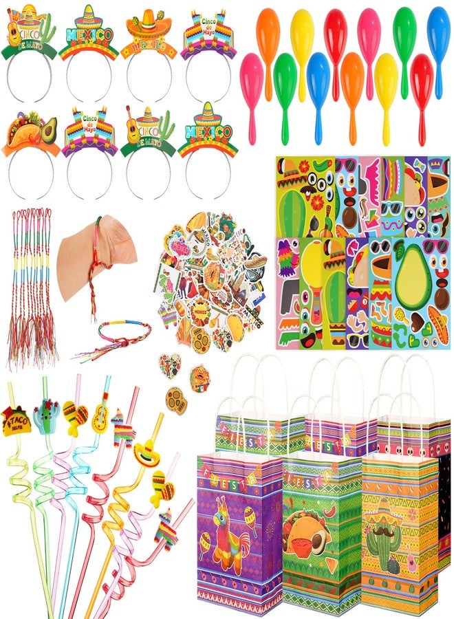 Vanblue 122 Pcs Mexican Fiesta Party favors Set Gift Fiesta Birthdays Decoration Cinco De Mayo Party Favors, Sombrero Headbands Goodie Bag Stuffers for Mexican Carnival Themed Supplies - Image 1