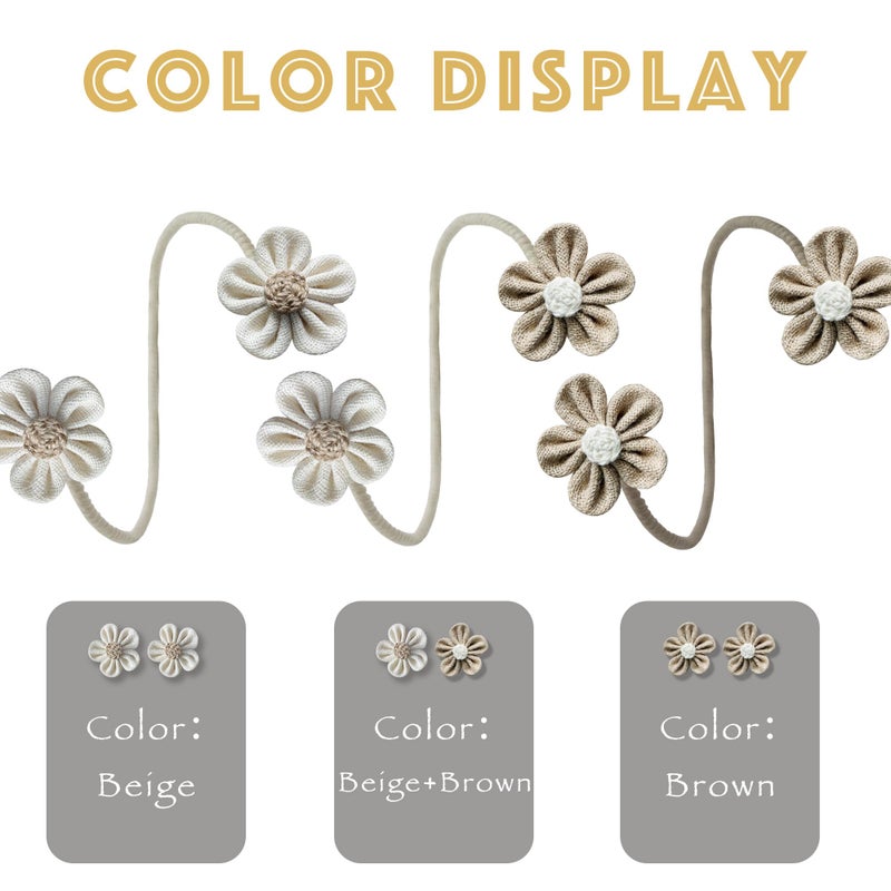 وورم تون Curtain Tie Backs for Curtain Drapes, Boho Decor Holdback Farmhouse TieBacks for Blackout/Sheer Curtains, Jute Rope with Flower, Natural Decor Shabby Chic Drapery Holder, Pack-2 - Image 5