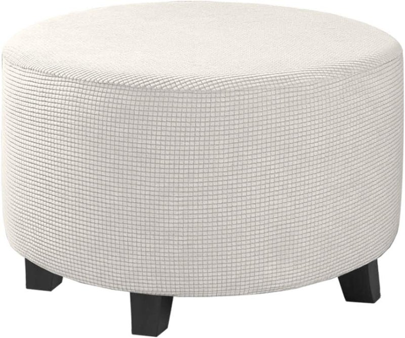H.VERSAILTEX HVERSAILTEX Ottoman Cover Stretch Ottoman Slipcover Round Ottoman Storage Cover Folding Stool Covers Furniture Protector Cover for Footrest Ottoman Fit Dia 30  41 Ivory 