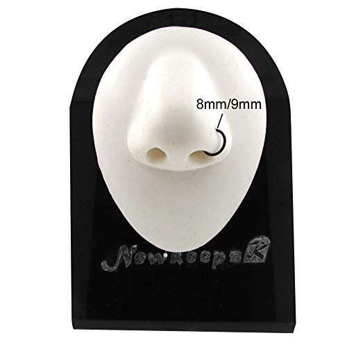 NewkeepsR 3PCS-1.0mm Black Anodised Hinged Clicker Nose Hoop Rings, 18 Gauge 316L Steel Seamless Segment Sleeper Earrings Piercing-8/9/10mm - Image 3