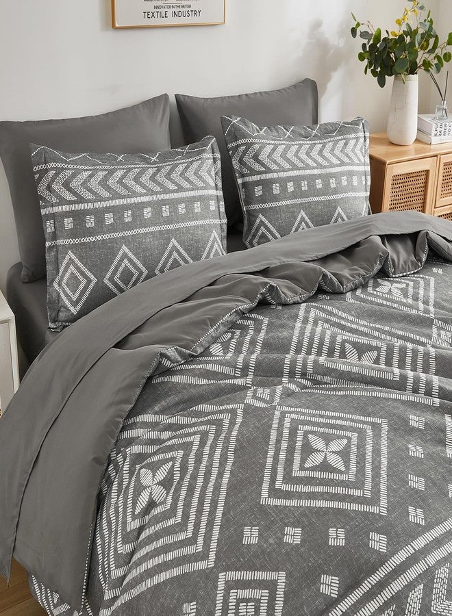 Yiran Boho Comforter Set King Size, Grey Comforter Bedding Set, 7 Piece Bed in a Bag, Soft Microfiber Bohemian Striped Complete Bedding Set with Sheets for All Season - Image 4