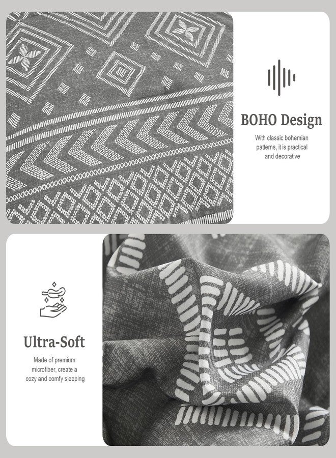 Yiran Boho Comforter Set King Size, Grey Comforter Bedding Set, 7 Piece Bed in a Bag, Soft Microfiber Bohemian Striped Complete Bedding Set with Sheets for All Season - Image 5