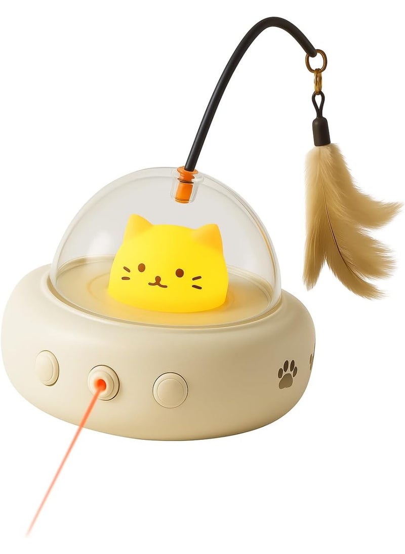 DEIN Interactive Cat Toy 4-in-1 Laser u0026 Feather Teaser – Smart Automatic Rotating Ball with Obstacle Avoidance, Motion Activated, Safe Gentle Laser Light, Scratch-Resistant Durable ABS for Indoor Cats - Image 1