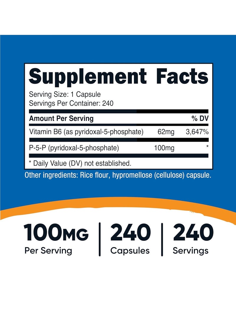 Nutricost P5P Capsules 100mg 240 Caps - Image 2