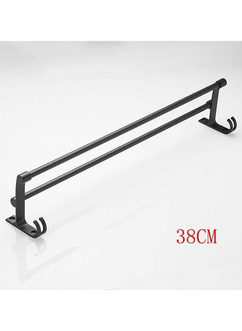 Loquat Space Aluminum Towel Bar Bathroom Accessories Multifunctional Hardware(Black Dual Pole Punching installation)