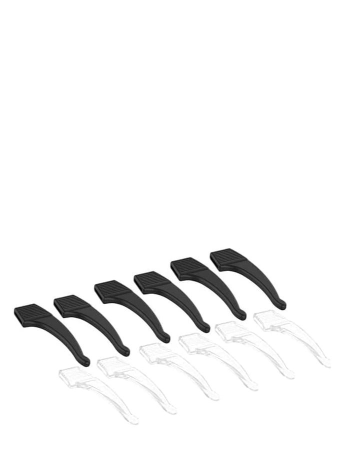 HZYH 6 Pairs Non Slip Glasses Ear Hook Handles Elastic Silicone Non Slip Hooks Easy to Wash Soft and Comfortable for Glasses and Sunglasses Transparent and Black, One Size - Image 1