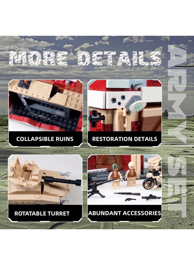 Sluban Sluban Army Base Building Set, Tank, Motorcycle with 4 Soldier Minifigures, Ideal Gift for Boys Aged 4+, Compatible with Lego - 479 Pcs  - Image 5