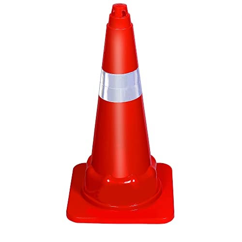 ABS INDUSTRY Safety Cones Injection Moulded 2 Cones 1.2 kg with 2 Meters S Hook Safety Chain Multipurpose PVC Plastic Traffic Safety Cone and Highly Visible Reflective Collar - Image 2
