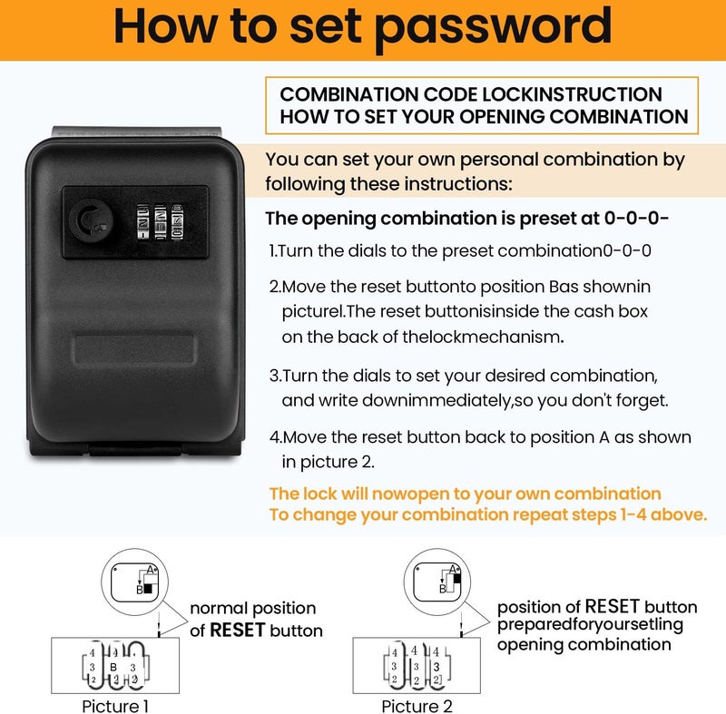 Casmer 3 Digit Combination Lock Box for Car Keys - Heavy Duty Steel, Window Mount Installation - Image 4