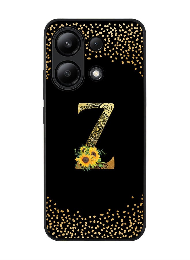 Stylizedd Rugged Black edge case for Xiaomi Redmi Note 13 4G, Cover Custom Monogram Initial Letter Mandala Floral Pattern Alphabet - Z ( Black )  - Image 1