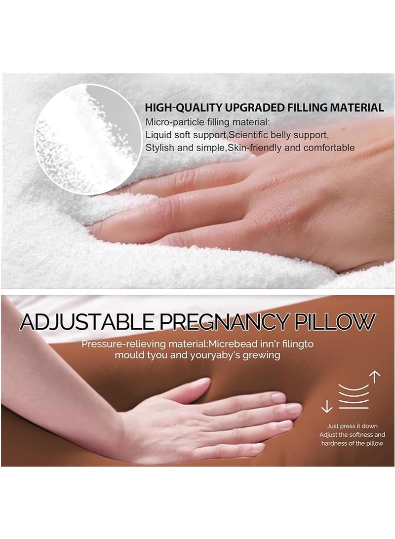 VUCATIN Adjustable Pregnancy Body Pillow with Particle Filling, Auto-Shaping Maternity Sleep Pillow for Back, Belly and Legs, Side Sleeper Support Pillow for Pregnant Women (Grey) - Image 4