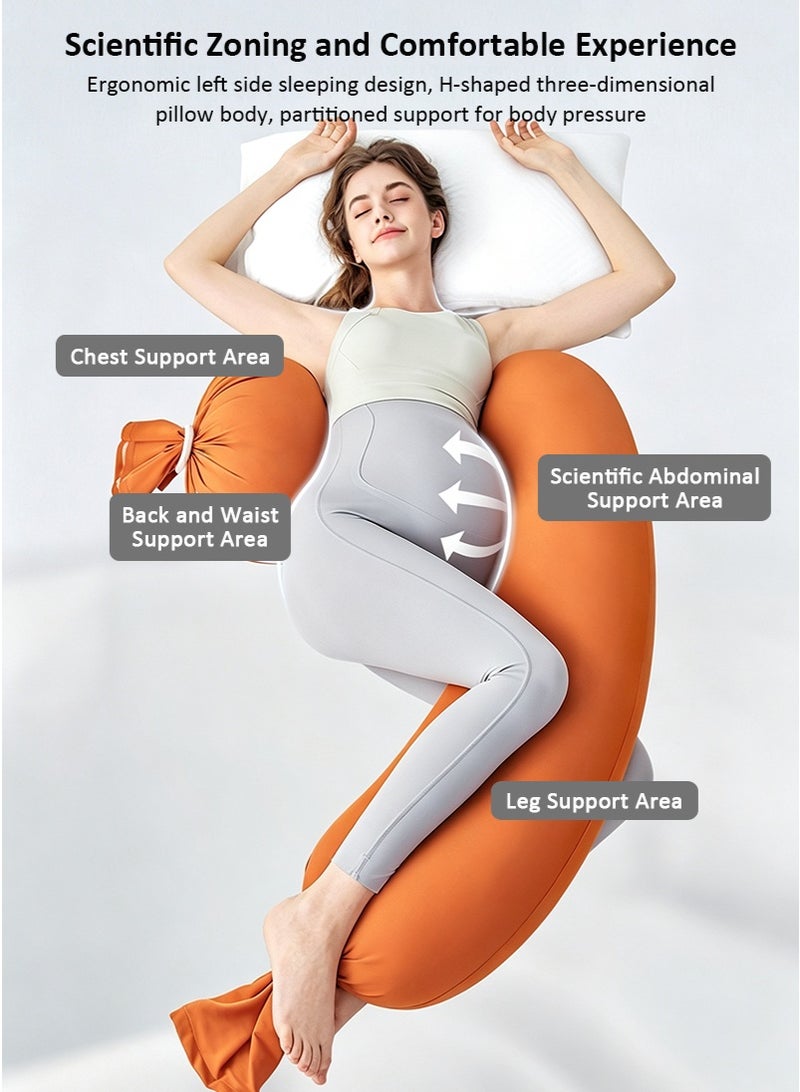 VUCATIN Adjustable Pregnancy Body Pillow with Particle Filling, Auto-Shaping Maternity Sleep Pillow for Back, Belly and Legs, Side Sleeper Support Pillow for Pregnant Women (Grey) - Image 3