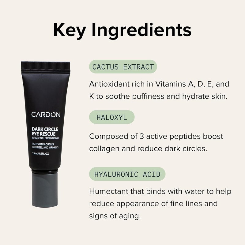Cardon Dark Circle Rescue for Men and Women Under Eye Roller Eye Stick Massager for Puffy Eyes Dark Circles Bags Wrinkles Made with Peptides Niacinamide Hyaluronic Acid - Image 3
