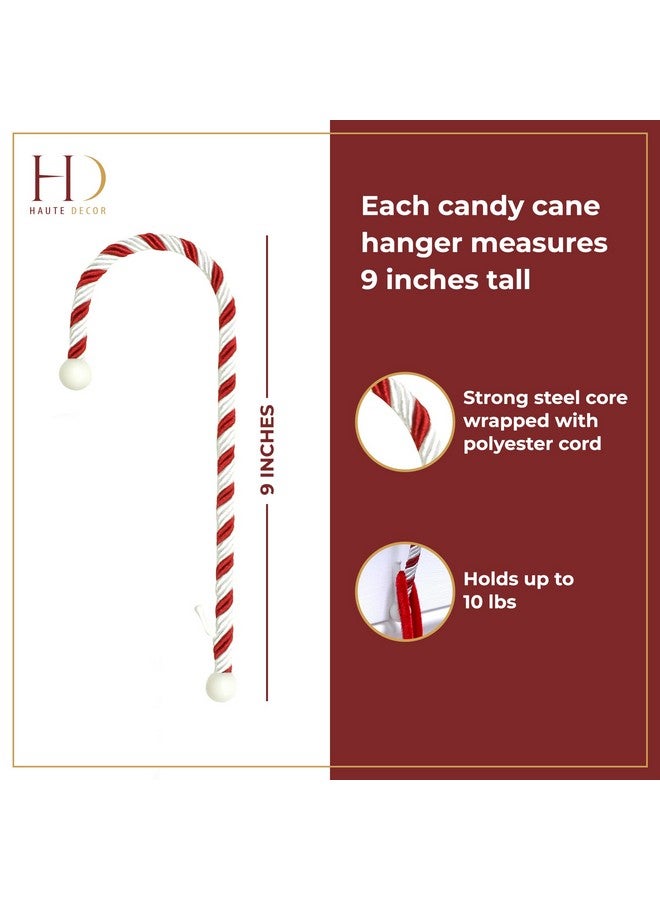 HAUTE DECOR Haute Decor Candy Cane Stocking Holder (Classic Red & White, 4-Pack) - Lightweight Christmas Stocking Hanger, Holds up to 10 pounds - Image 2