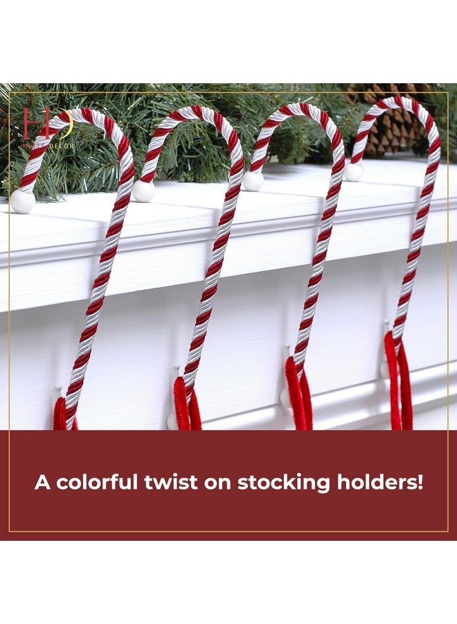 HAUTE DECOR Haute Decor Candy Cane Stocking Holder (Classic Red & White, 4-Pack) - Lightweight Christmas Stocking Hanger, Holds up to 10 pounds - Image 5
