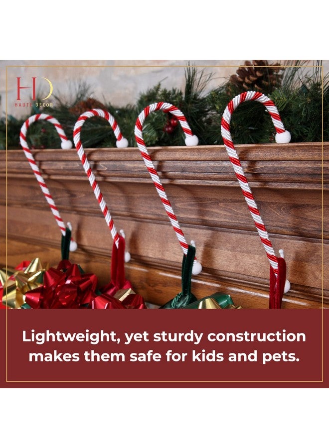 HAUTE DECOR Haute Decor Candy Cane Stocking Holder (Classic Red & White, 4-Pack) - Lightweight Christmas Stocking Hanger, Holds up to 10 pounds - Image 4