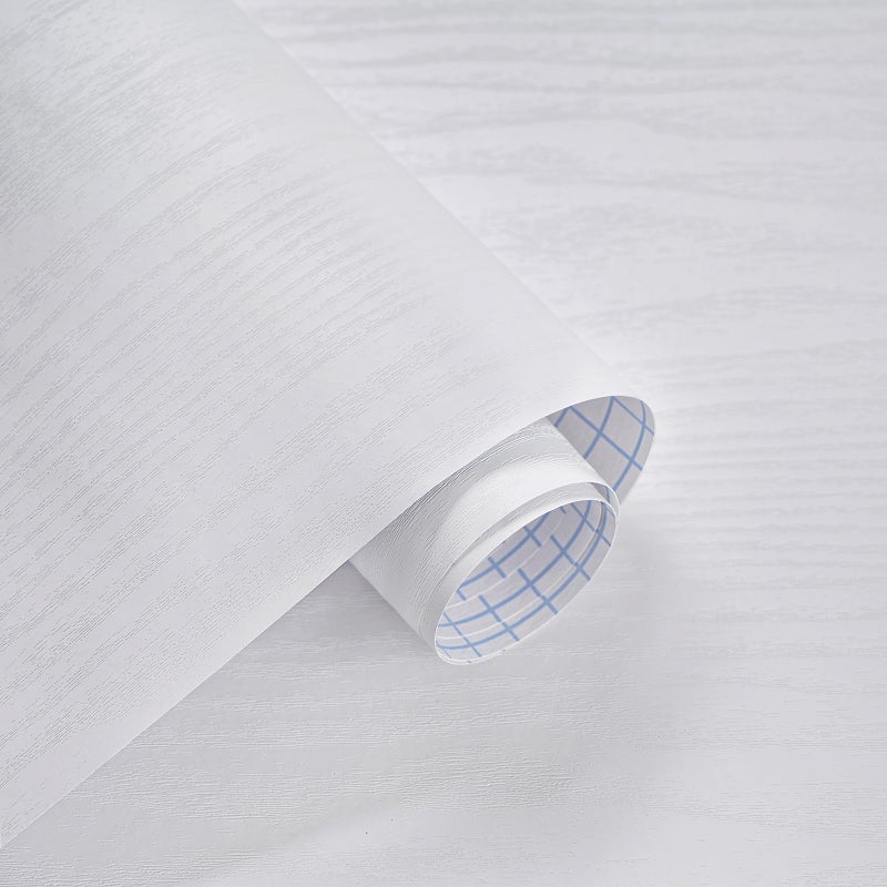 Ismoon 17.7" X236"White Wood Wallpaper Thicken Wood Contact Paper Wood White White Peel and Stick Wallpaper Wallpaper White Wood Vintage Paper Self Adhesive Wall Paper Wood Grain Contact Paper Film Roll - Image 1