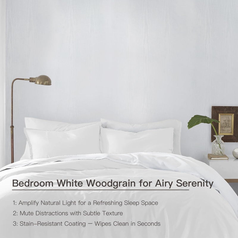 Ismoon 17.7" X236"White Wood Wallpaper Thicken Wood Contact Paper Wood White White Peel and Stick Wallpaper Wallpaper White Wood Vintage Paper Self Adhesive Wall Paper Wood Grain Contact Paper Film Roll - Image 5