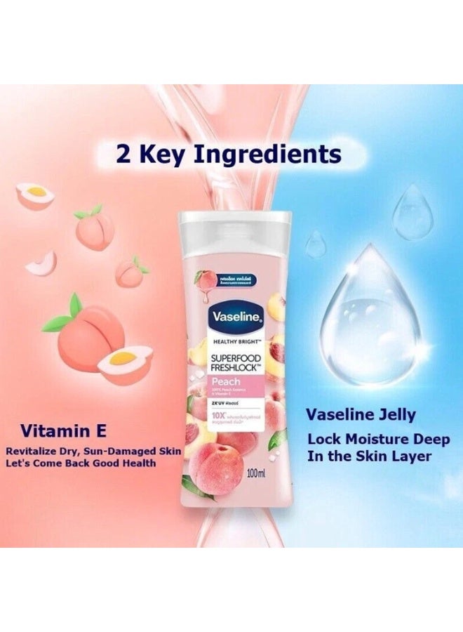 فازلين لوشن سوبر فود فريشلوك بنكهة الخوخ 100 مل - Image 2