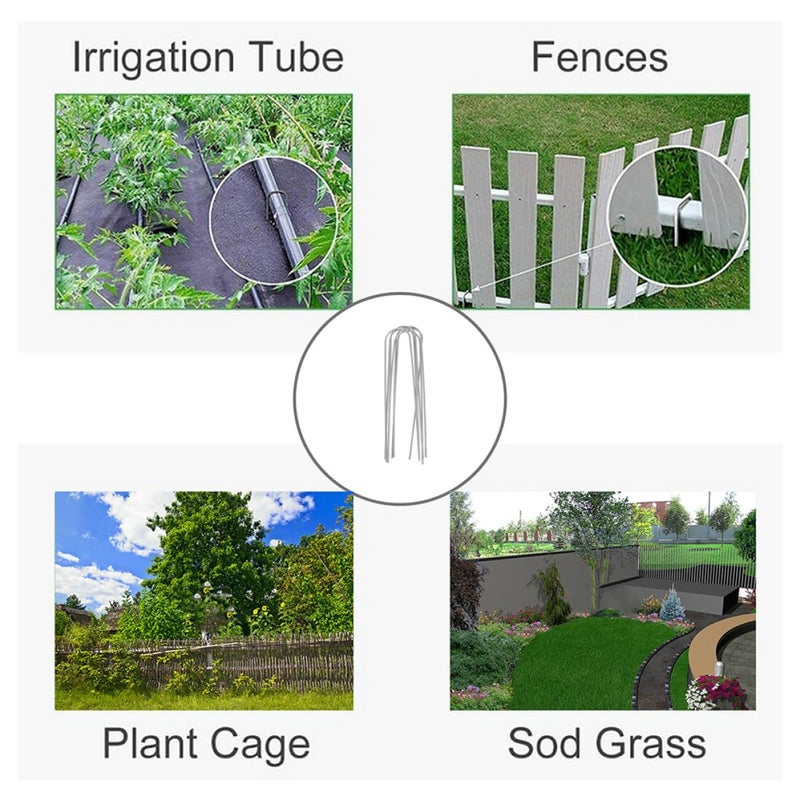 10 Inch 6pcs Metal U Shaped Garden Stakes for Lawn Pegs Weed Barrier Anchoring - Image 4