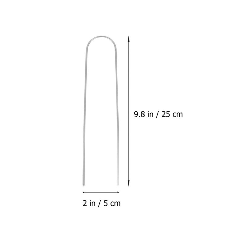 10 Inch 6pcs Metal U Shaped Garden Stakes for Lawn Pegs Weed Barrier Anchoring - Image 3