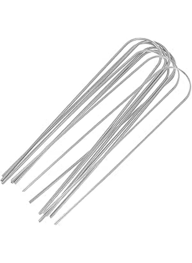10 Inch 6pcs Metal U Shaped Garden Stakes for Lawn Pegs Weed Barrier Anchoring - Image 1
