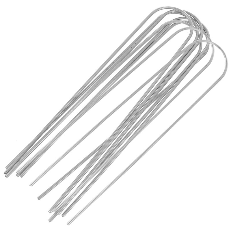 10 Inch 6pcs Metal U Shaped Garden Stakes for Lawn Pegs Weed Barrier Anchoring - Image 2