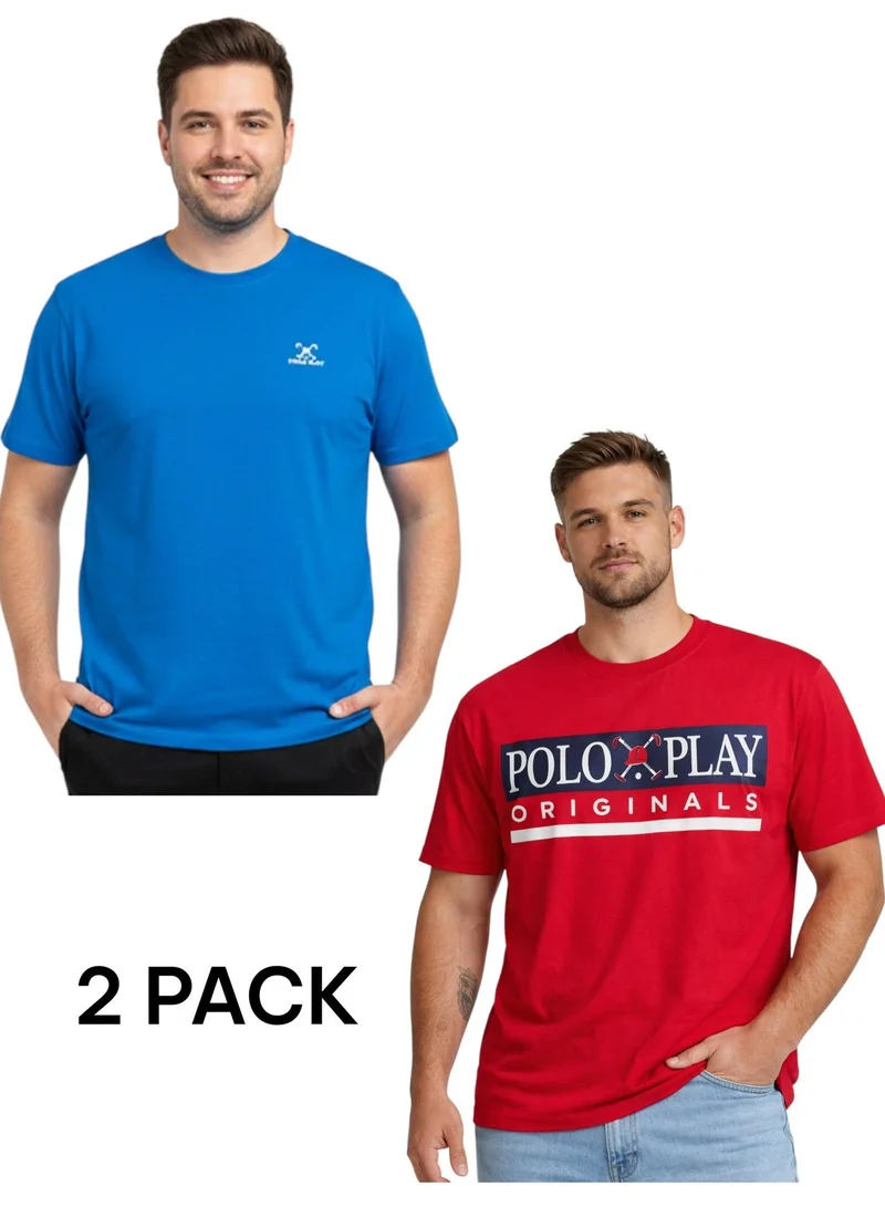 بولو بلاي  Men’s Graphic and Embossed T-Shirt-2 pack