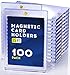 Basthalan 100ct Magnetic Card Holder 35pt One Touch Card Holder UV Protectors Hard Plastic for Trading Cards Magnet Case Sports Game Football Baseball - Image 3
