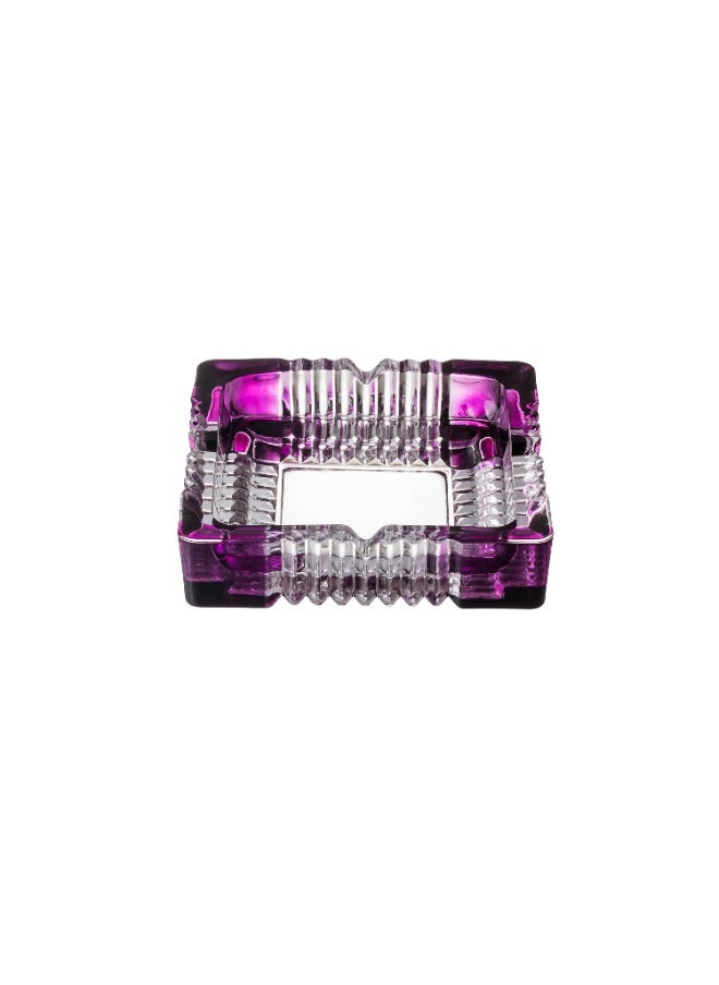 Blinkmax A square glass ashtray with purple decoration.  - Image 4