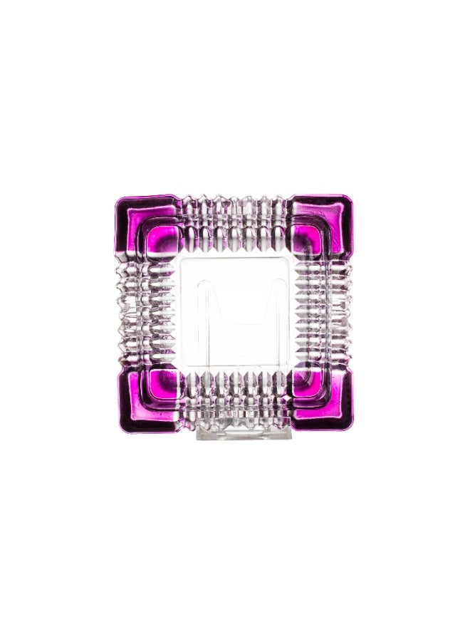 Blinkmax A square glass ashtray with purple decoration.  - Image 3