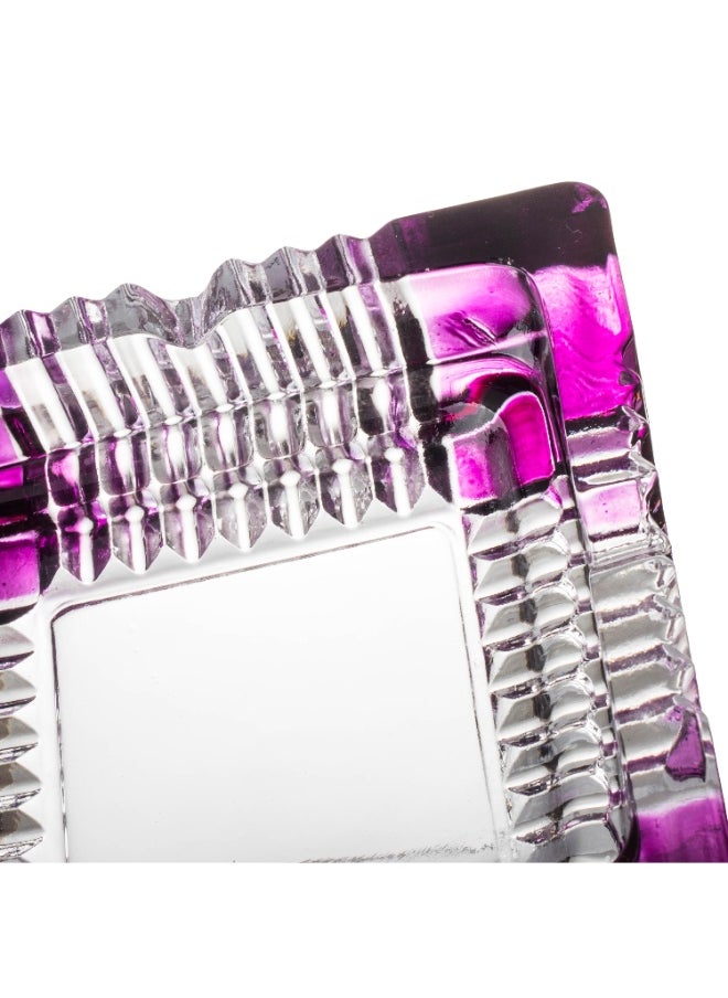 Blinkmax A square glass ashtray with purple decoration.  - Image 2