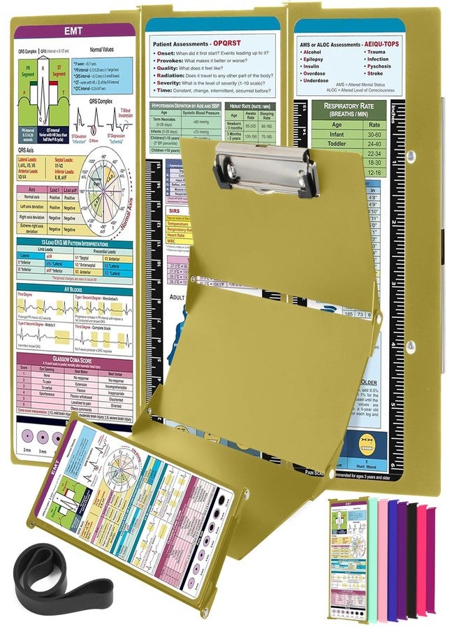 لوحة تمريض EMT Edition، 3 طبقات من الألومنيوم قابلة للطي، لوحة تمريض أساسية لطلاب التمريض، لوحة تمريض قابلة للطي ثلاثية الطي، أساسيات مدرسة التمريض - Image 1