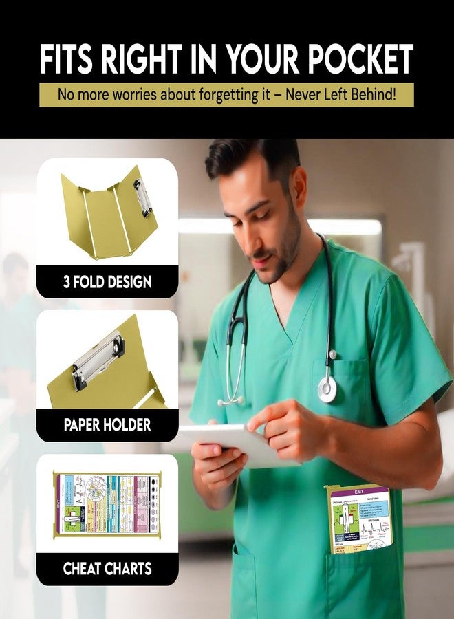 لوحة تمريض EMT Edition، 3 طبقات من الألومنيوم قابلة للطي، لوحة تمريض أساسية لطلاب التمريض، لوحة تمريض قابلة للطي ثلاثية الطي، أساسيات مدرسة التمريض - Image 5