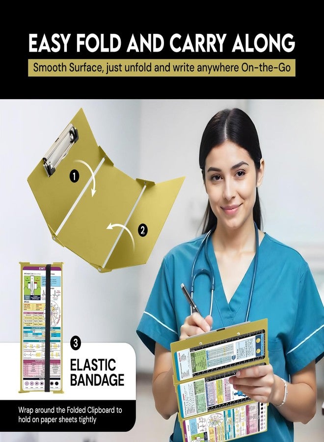 لوحة تمريض EMT Edition، 3 طبقات من الألومنيوم قابلة للطي، لوحة تمريض أساسية لطلاب التمريض، لوحة تمريض قابلة للطي ثلاثية الطي، أساسيات مدرسة التمريض - Image 4