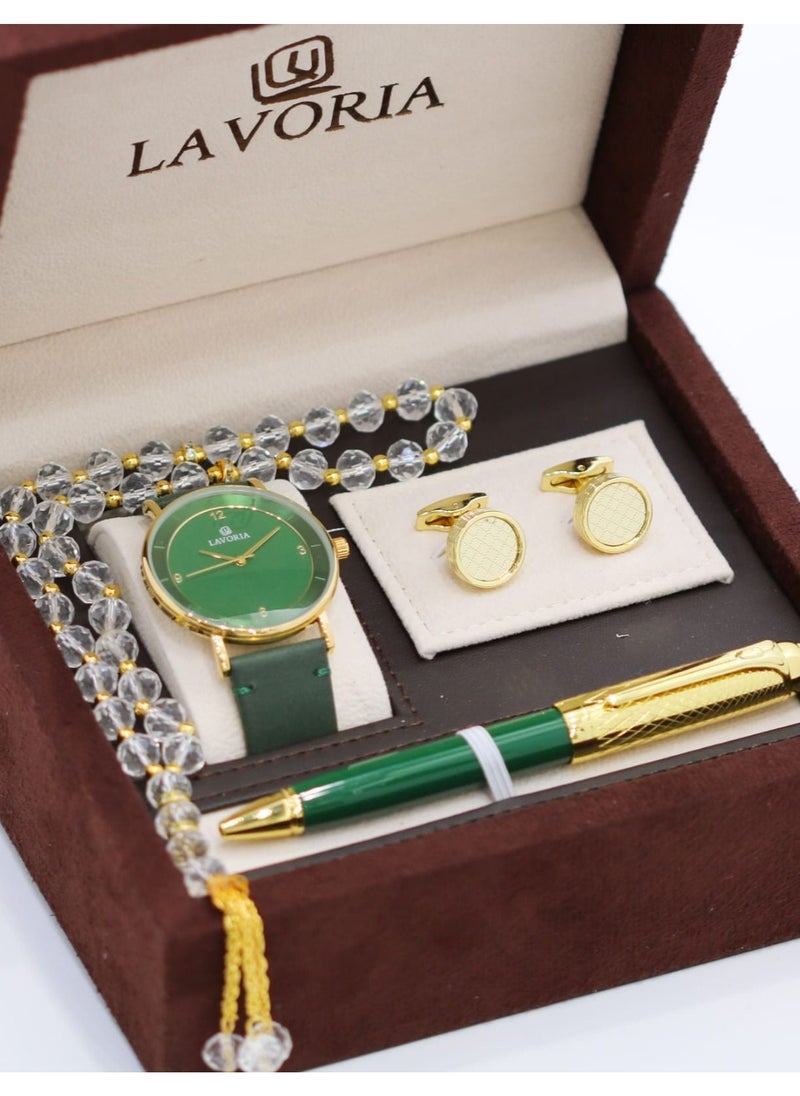 LAVORIA Laforea watch gift set for men consisting of 4 pieces, a rosary watch, a pen and a set of buttons  - Image 1