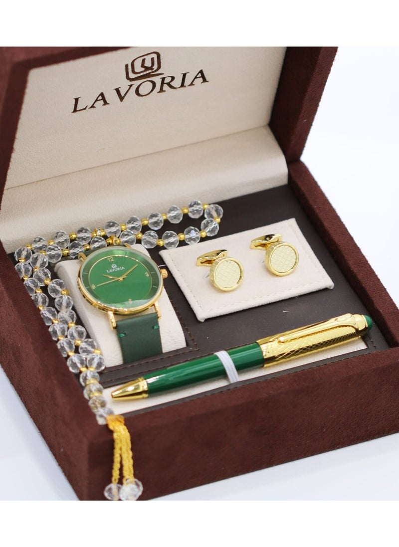 LAVORIA Laforea watch gift set for men consisting of 4 pieces, a rosary watch, a pen and a set of buttons  - Image 2