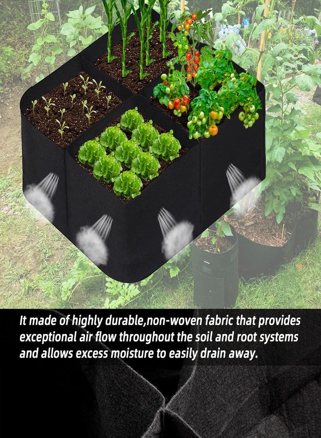 CJGQ Fabric Raised Garden Beds Outdoor, 2X2 Ft 4 Grids Plant Grow Bags, Breathable Vegetables Planter Raised Bed for Growing Potatoes Flowers, Square Plant Growing Container Bags for Outdoor Indoor - Image 3